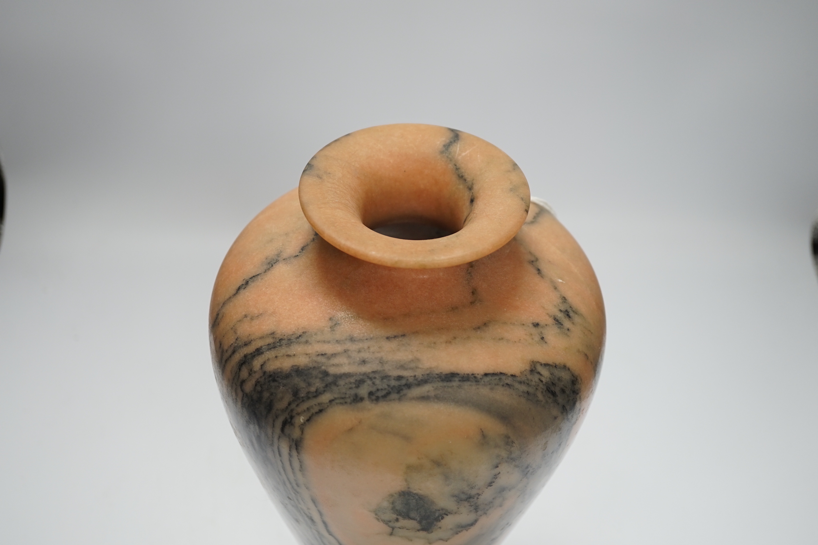 A Korean pink marble vase, 32cm